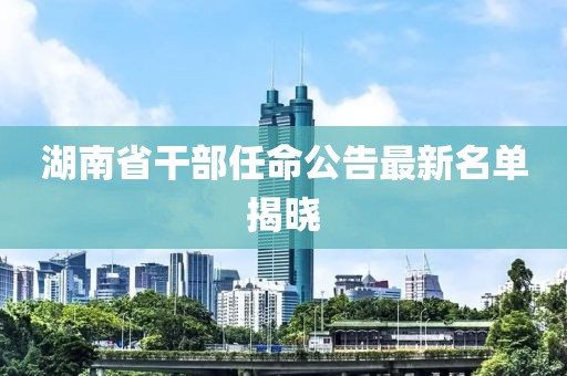 湖南省干部任命公告最新名單揭曉