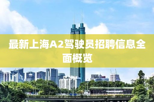 最新上海A2駕駛員招聘信息全面概覽