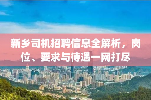 新鄉(xiāng)司機招聘信息全解析，崗位、要求與待遇一網(wǎng)打盡