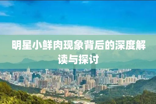 明星小鮮肉現(xiàn)象背后的深度解讀與探討