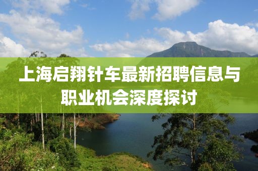 上海啟翔針車最新招聘信息與職業(yè)機(jī)會(huì)深度探討